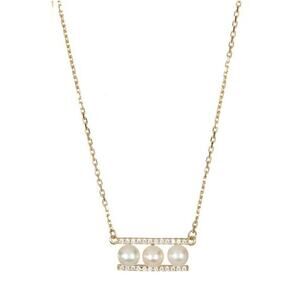 ADORNIA Yellow Gold Plated Sterling Silver Pearl Necklace NEW